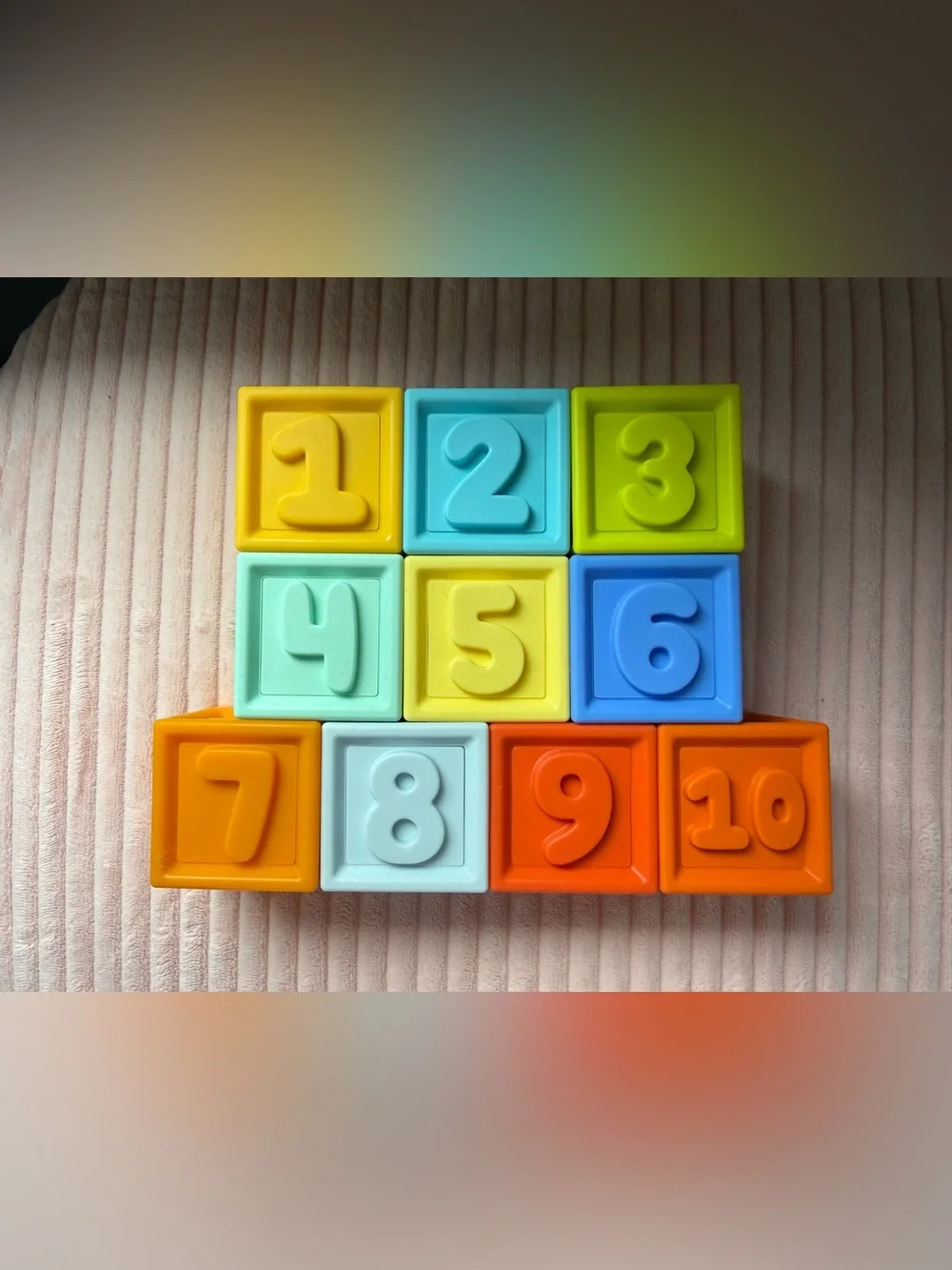 Colorful Silicone Stacking Rainbow & Sensory Blocks Toy Set - Multicolor